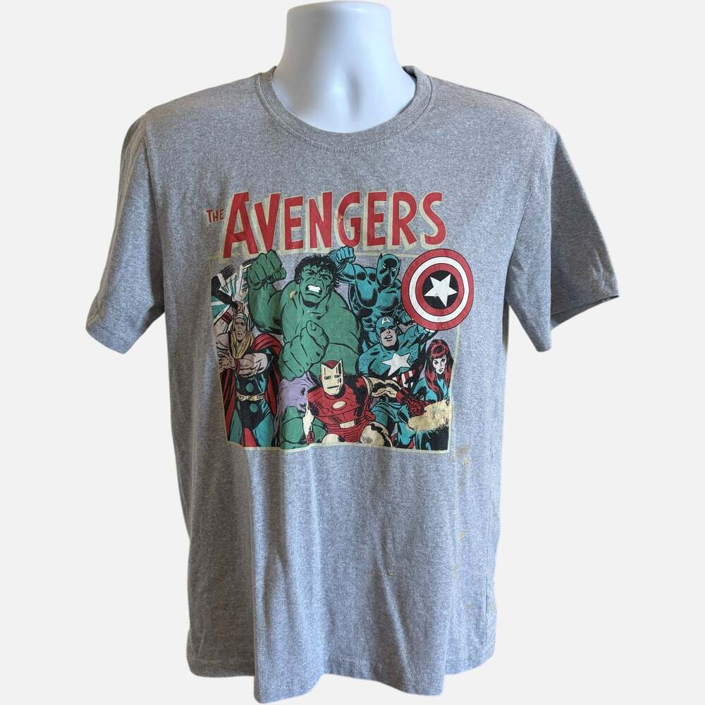 Marvel M Retro Avengers Comic Graphic T-Shirt Gray Regular